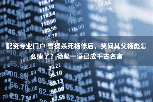 配资专业门户 曹操杀死杨修后，笑问其父杨彪怎么瘦了？杨彪一语已成千古名言